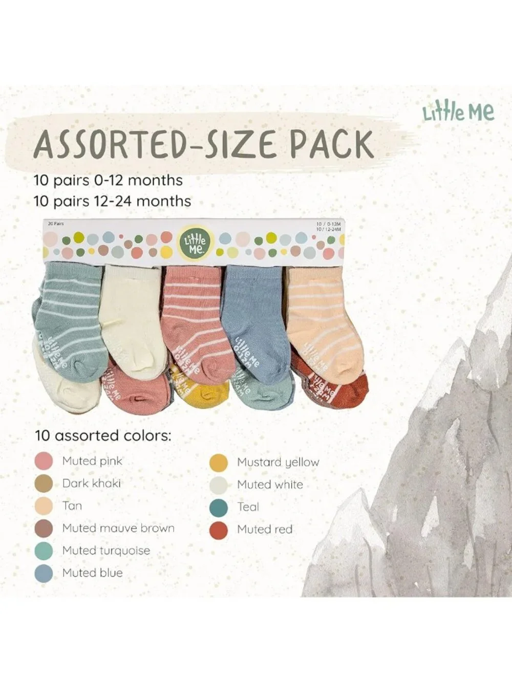 20-Pack Unisex Newborn & Toddler Socks for Baby Girl or Boy, 0-24 Months